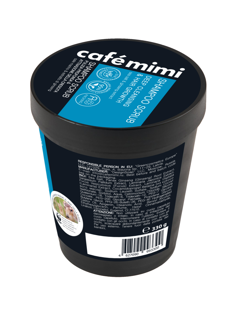 Café Mimi Shampoo Scrub Crescita 330g sale marino e ginseng