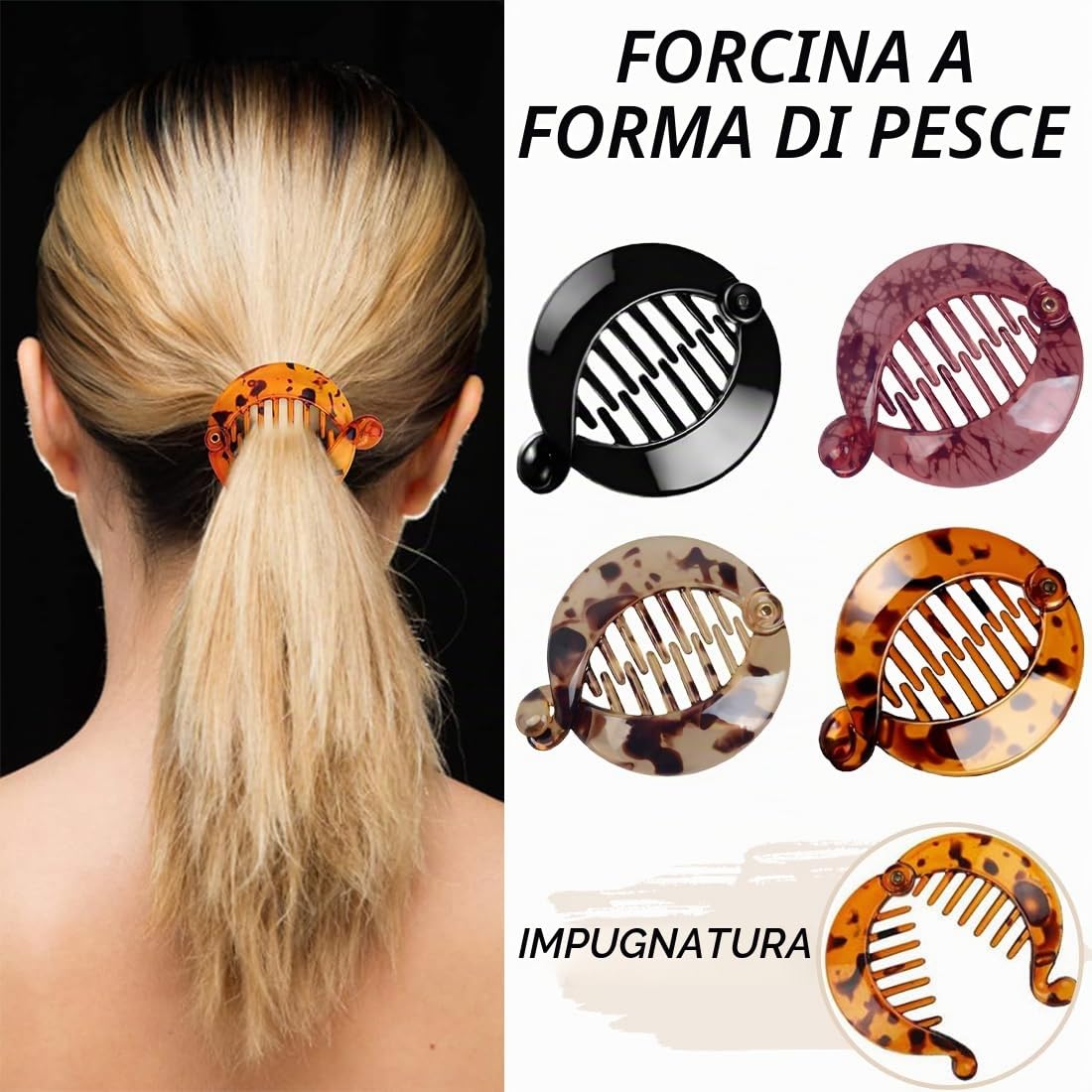 SJBAUTYO Clip Banana Capelli Resina 4 Pezzi Coda Cavallo