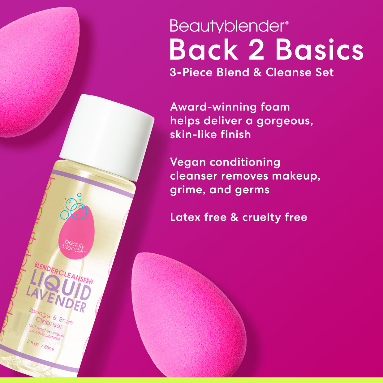 Beautyblender Back 2 Basics set spugna + detergente 3 pezzi