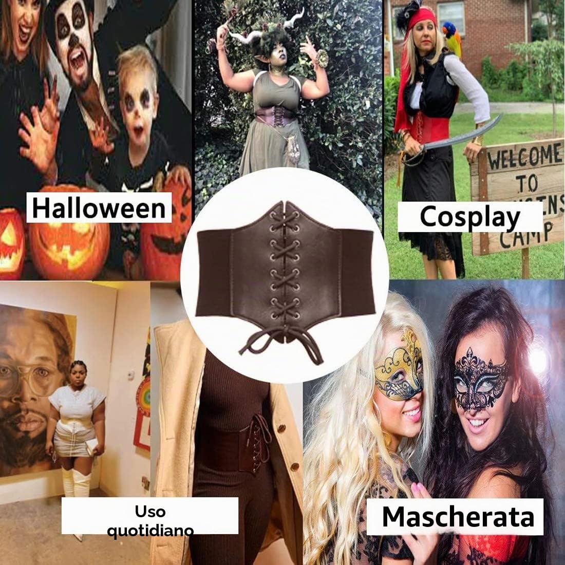 SJBAUTYO Cintura Corsetto Elastica Marrone Larga