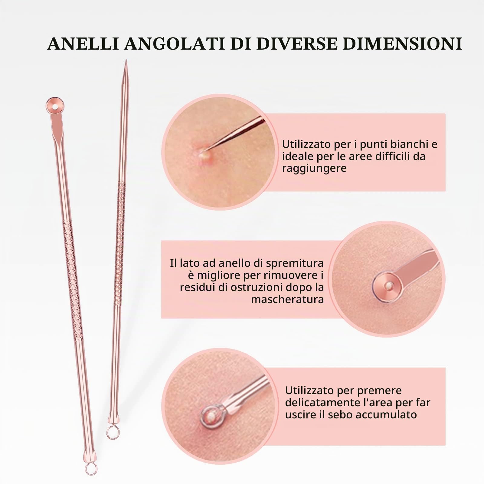 DUcare Set 4 Pezzi Estrattore Punti Neri Oro Acciaio Inox