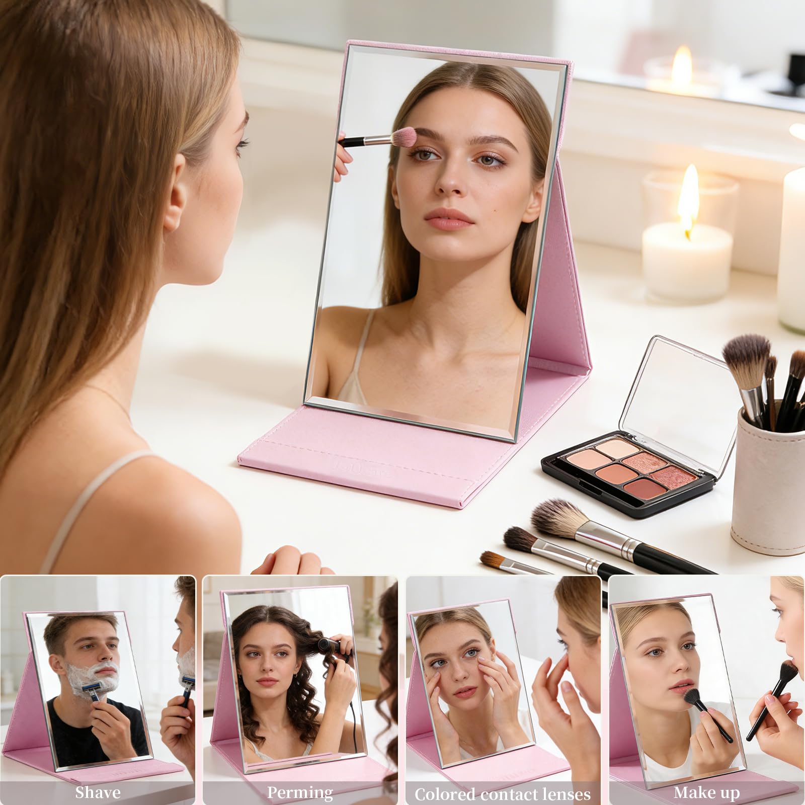 Ducare Specchio Trucco Viaggio Compatto Rosso HD Pieghevole