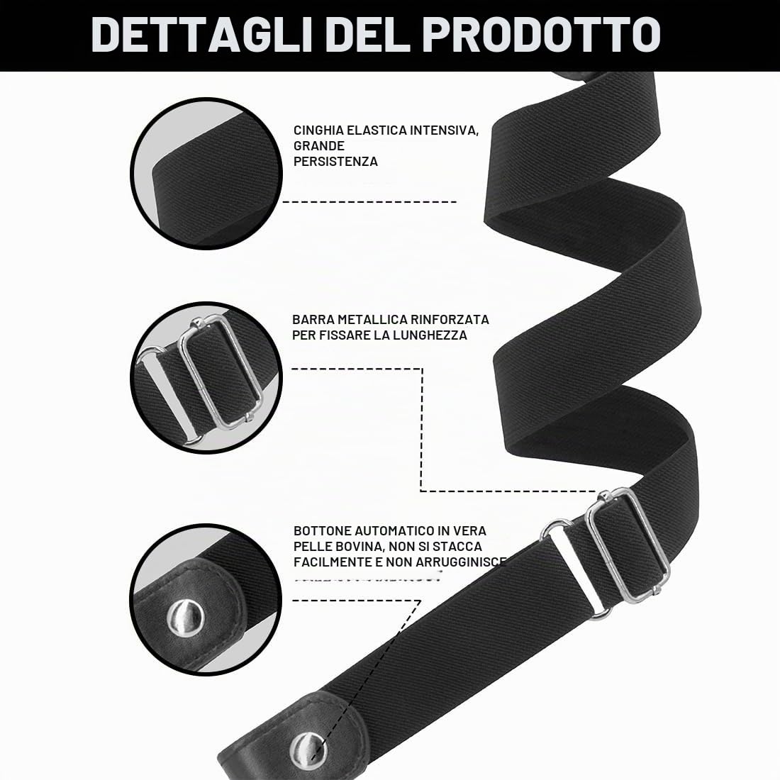 SJBAUTYO Set 4 Cinture Elastiche Senza Fibbia