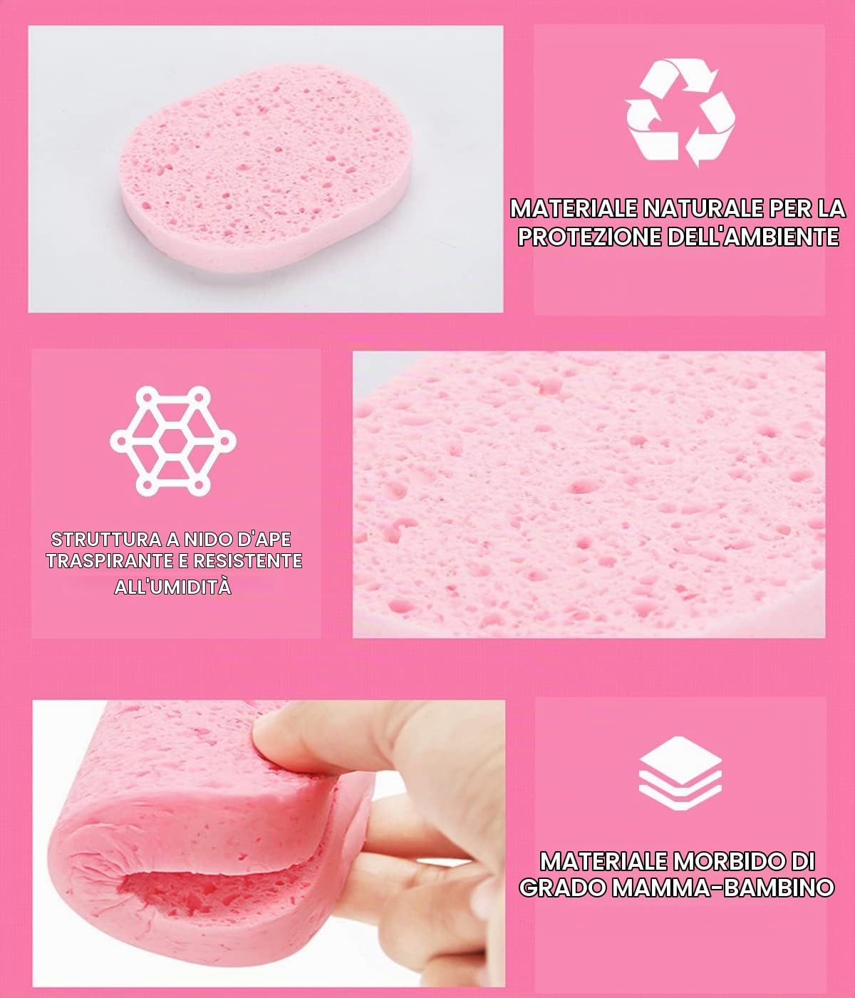 SJBAUTYO Spugne Viso Cellulosa 3 Pezzi Riutilizzabili