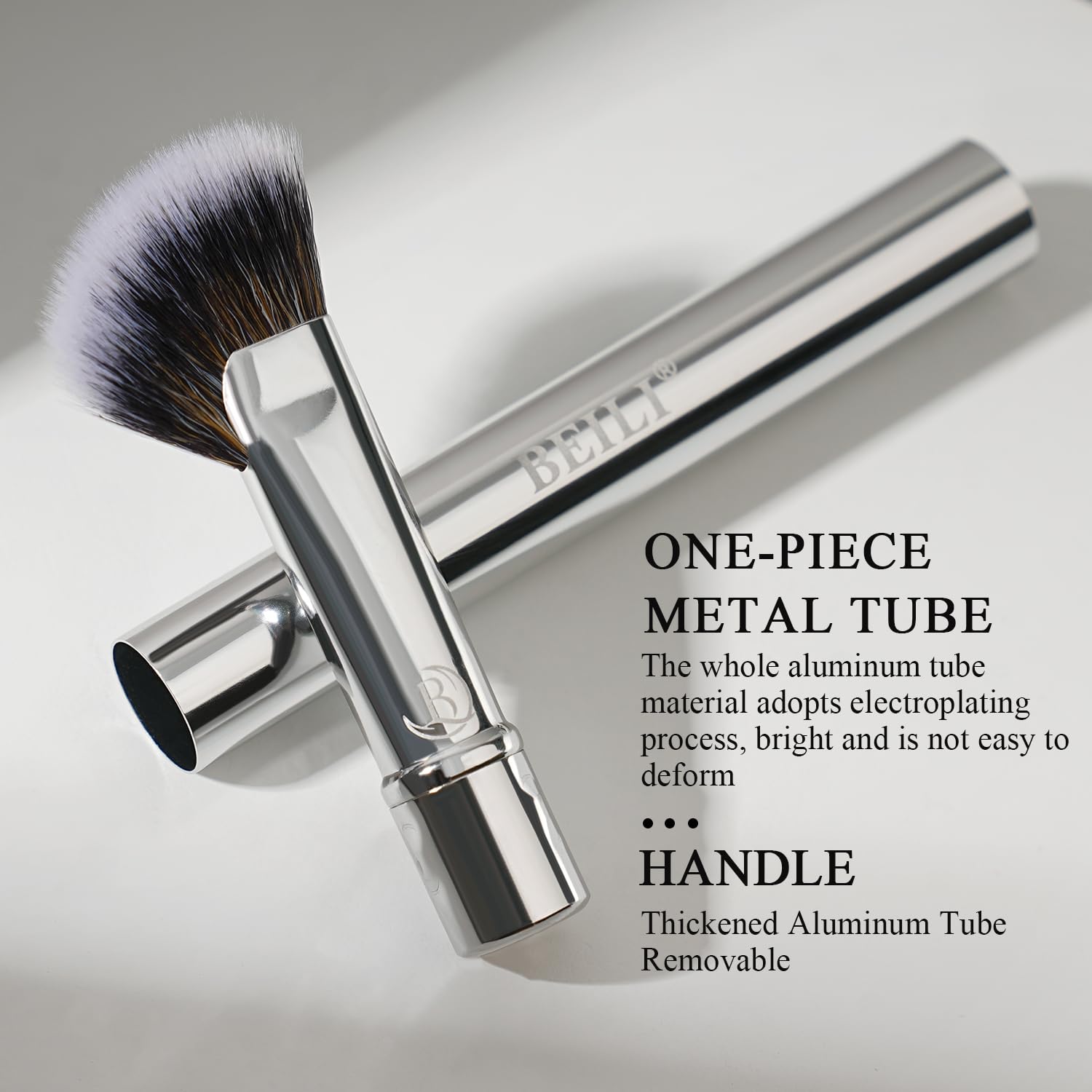 BEILI Set 8 Pennelli Trucco Viaggio Argento con Specchio
