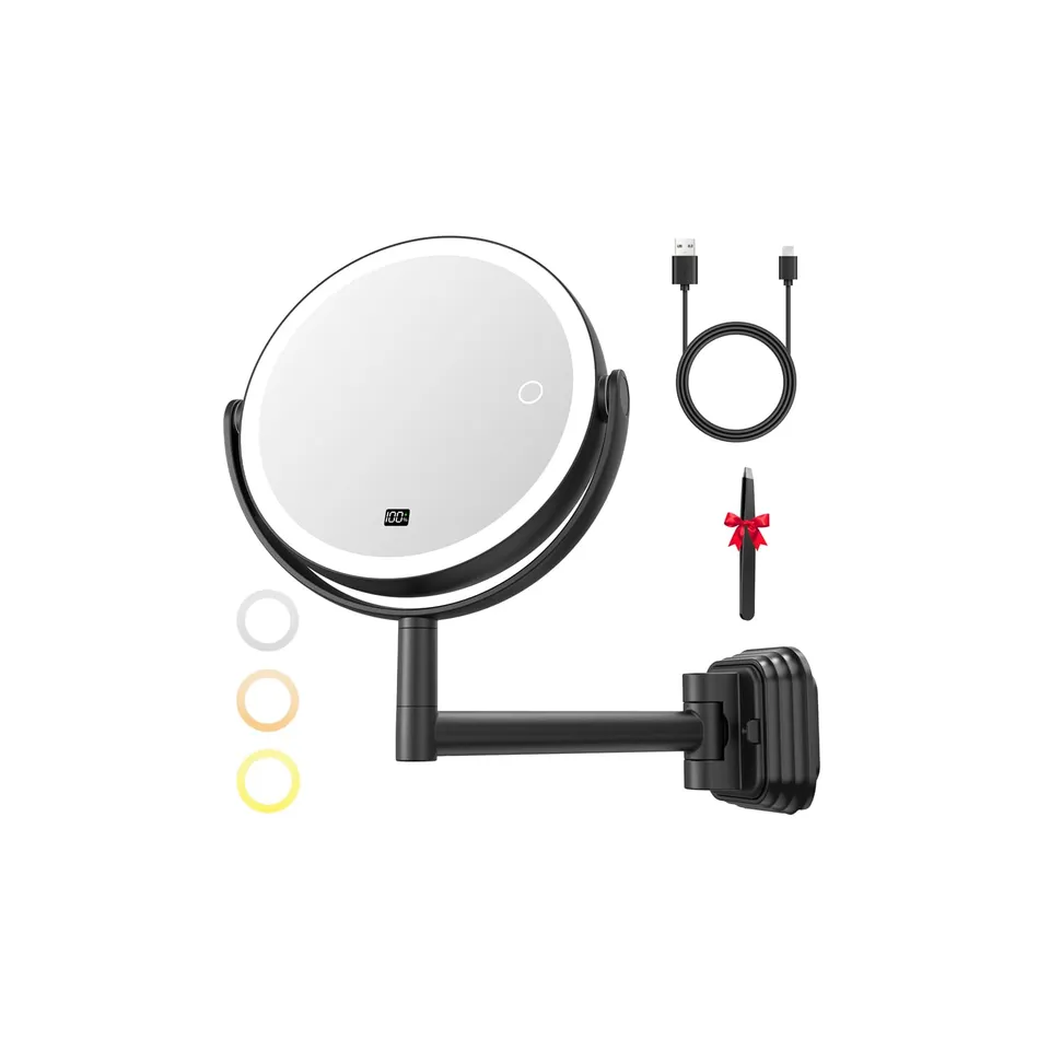 Auxmir Specchio Trucco LED da Parete 30X/1X nero