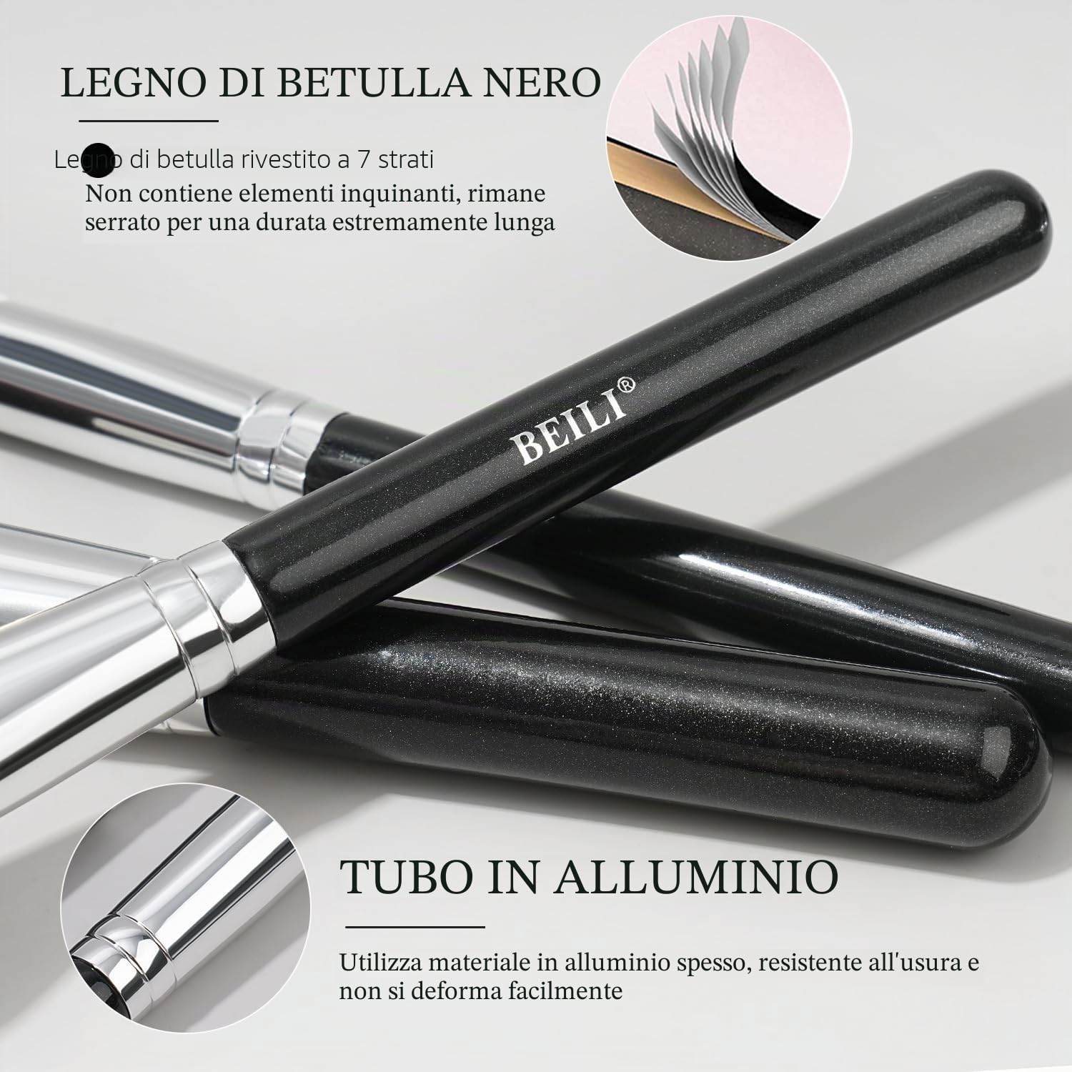 BEILI Set Pennelli Trucco 30 Pezzi Viso e Occhi Pelo Capra
