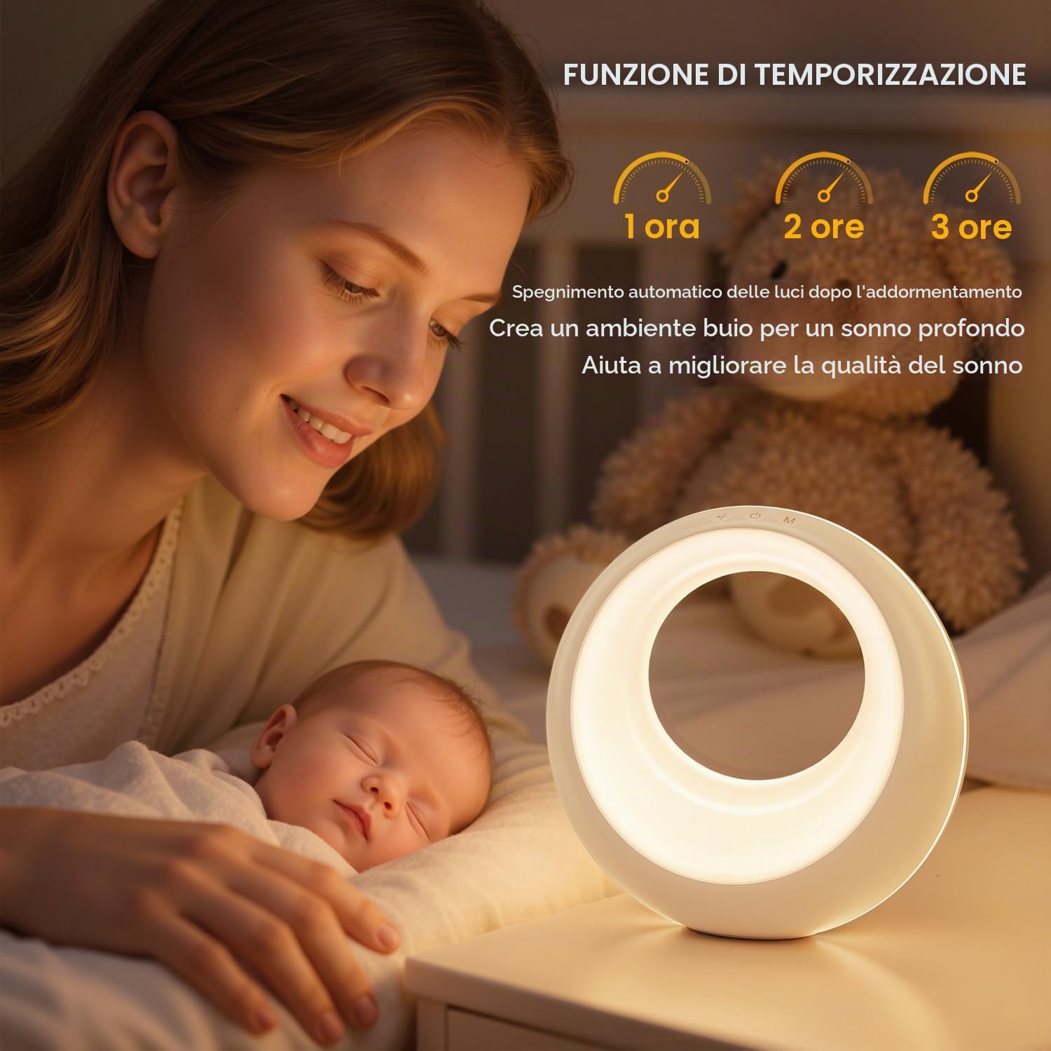 Auxmir Luce Notturna lampada comodino touch RGB 2000mAh