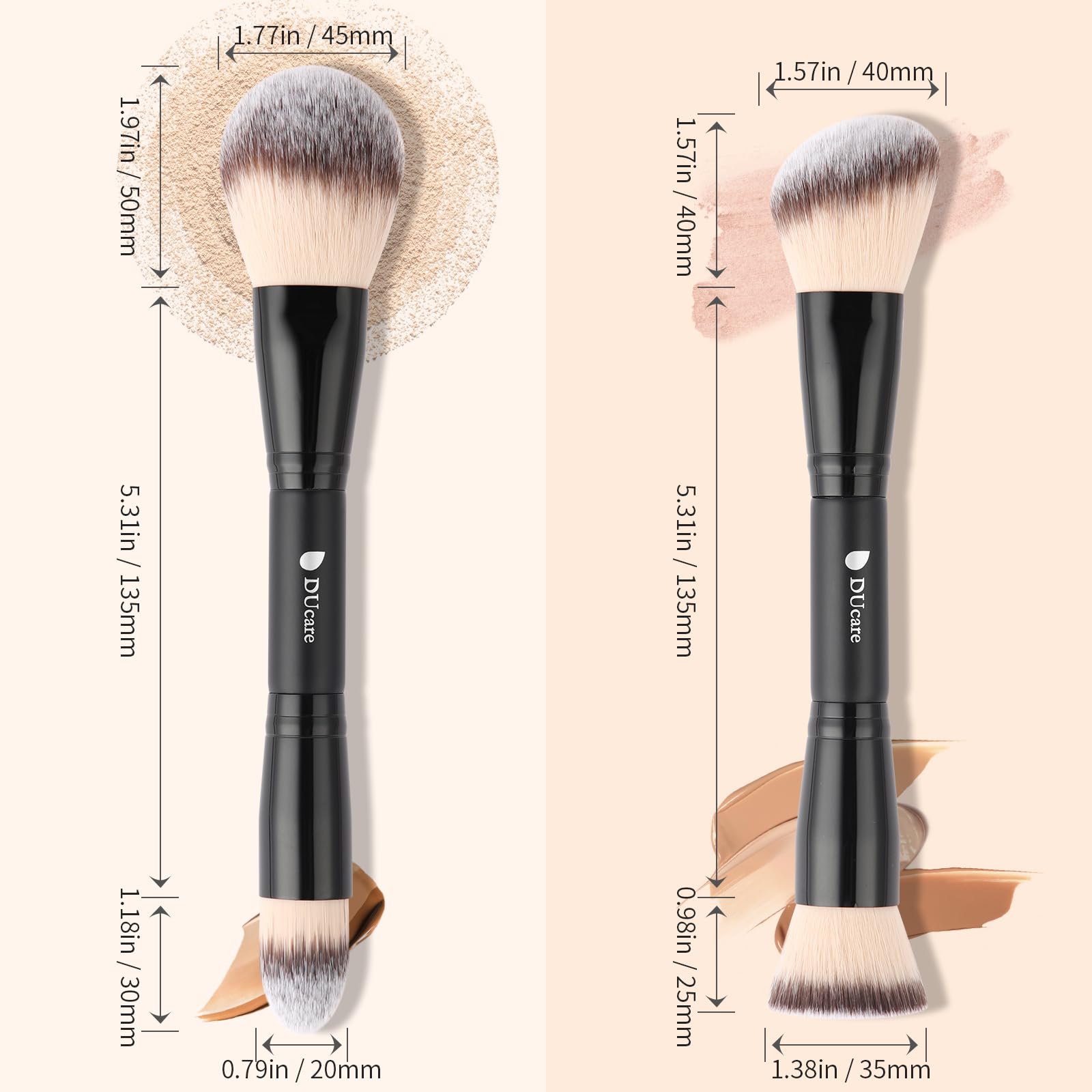 DUcare Pennello Fondotinta Doppia Punta Contouring Bronzo