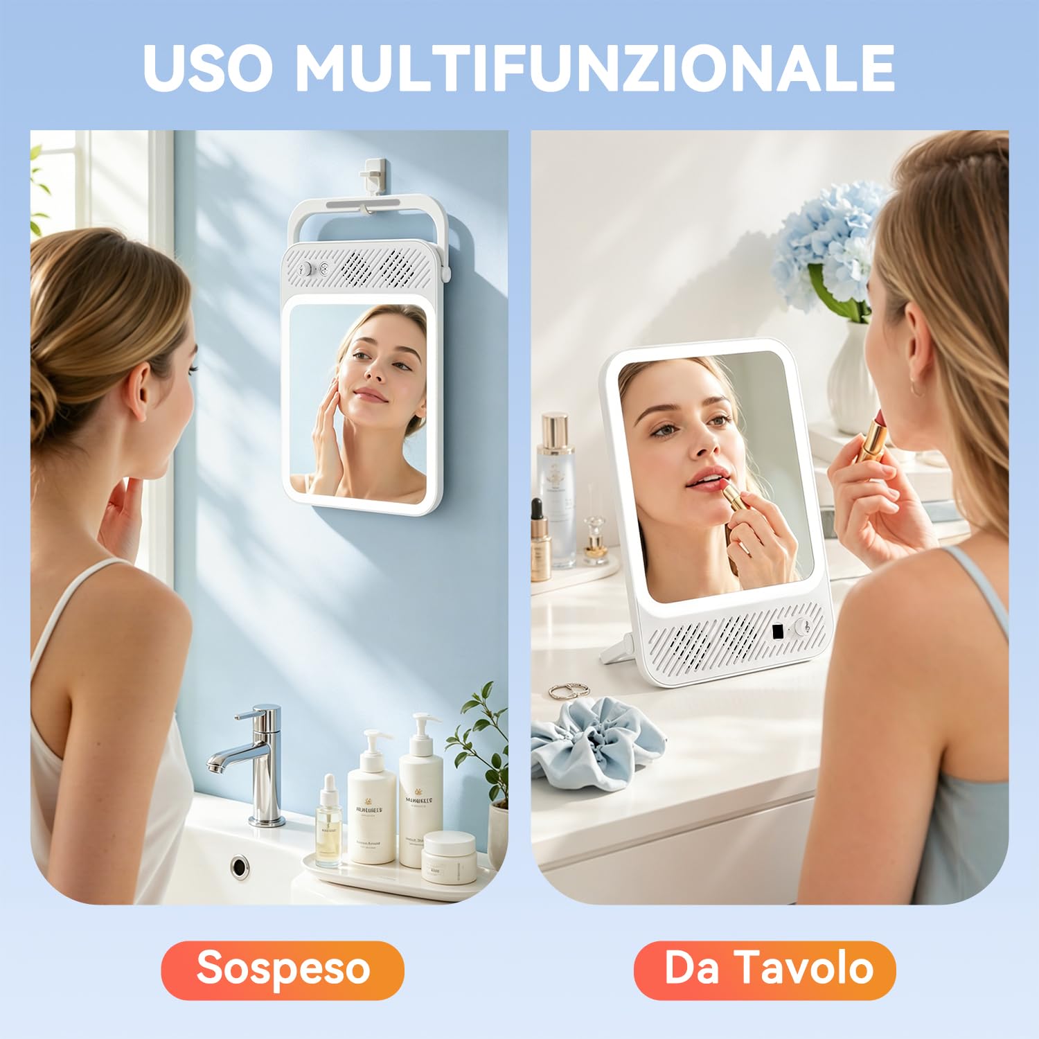 Auxmir Specchio Trucco LED Ricaricabile 4000mAh