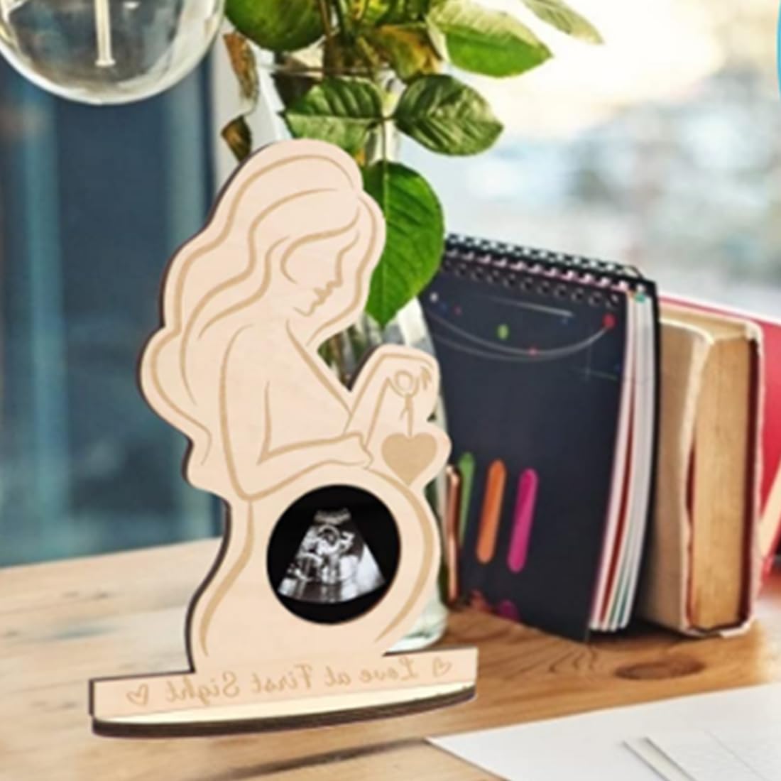 SJBAUTYO Cornice Legno Ecografia Cuore Regalo Maternità