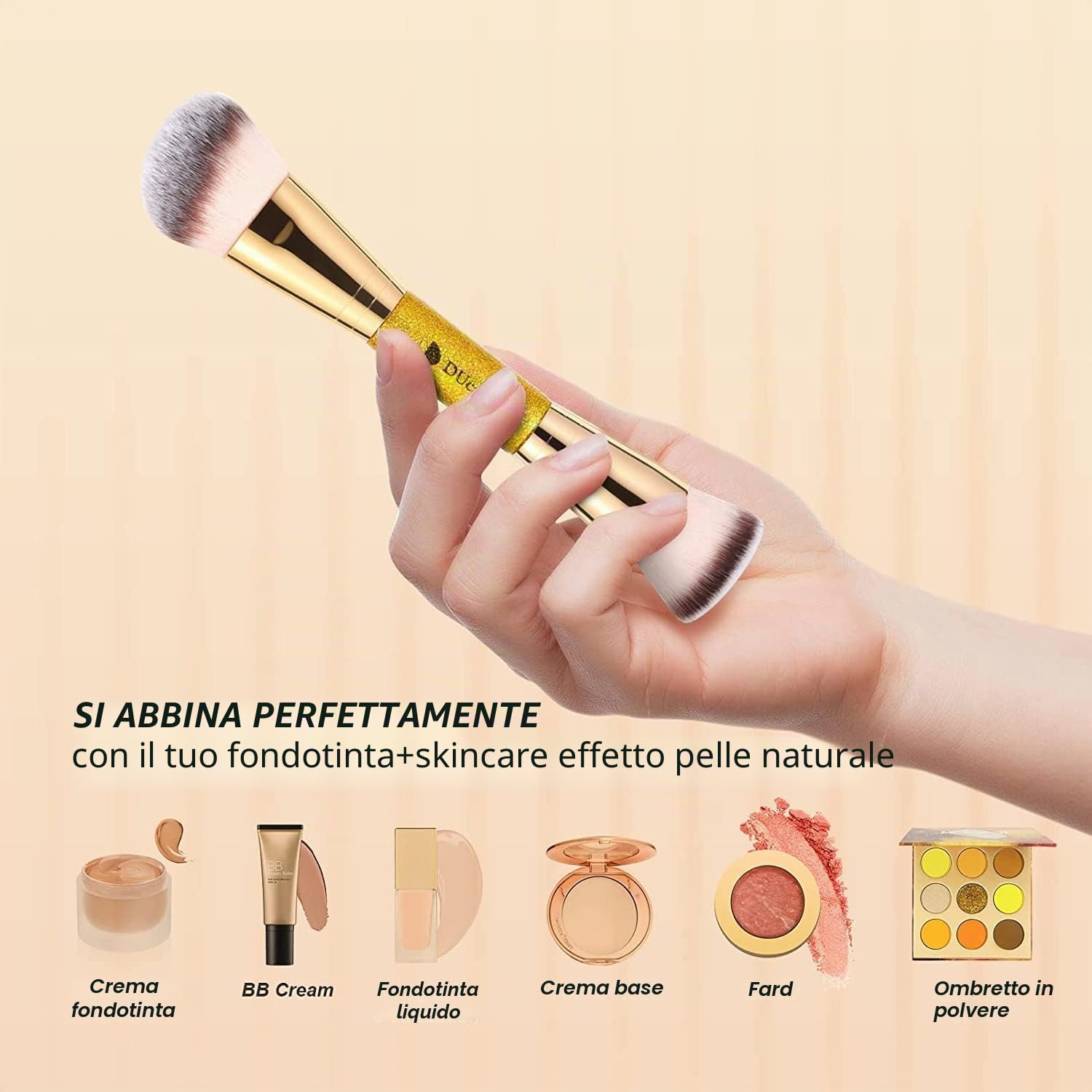 DUcare Foundation Pennello Contouring Bronzer Oro Doppia Punta