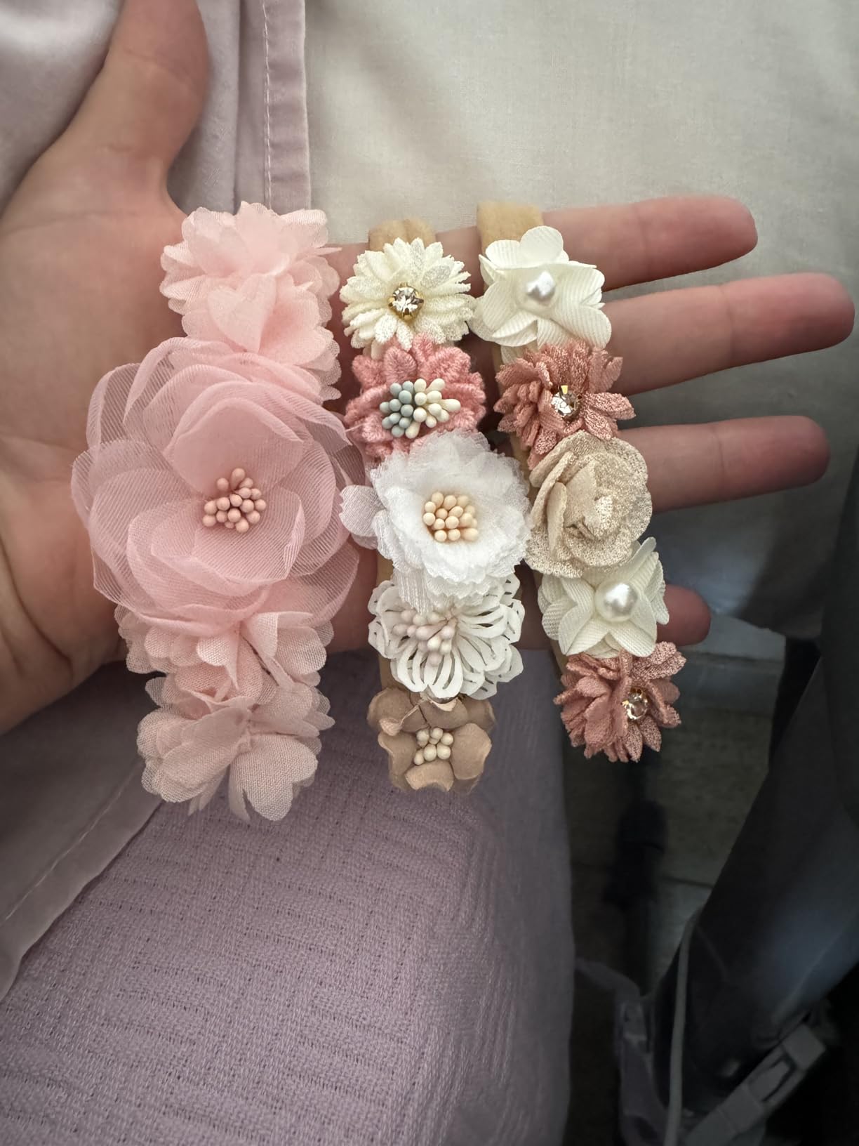 SJBAUTYO Set 3 Fasce Capelli neonata elastica fiori