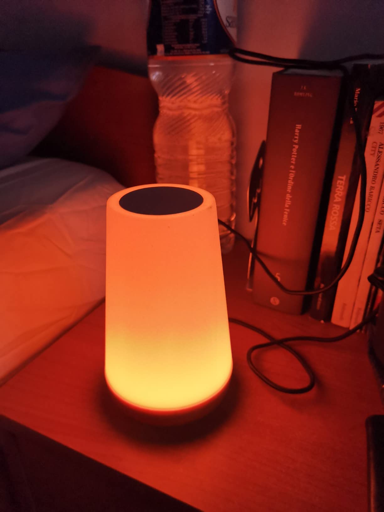Auxmir Lampada da Comodino Touch Marrone LED RGB Ricaricabile