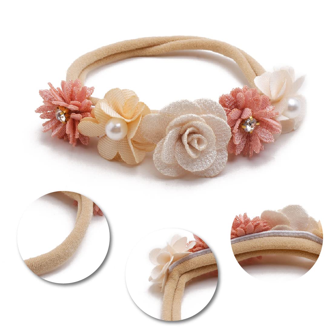SJBAUTYO Set 3 Fasce Capelli neonata elastica fiori