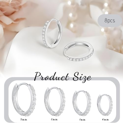 SJBAUTYO Orecchini Cerchio Argento 4 Paia Acciaio Zirconia