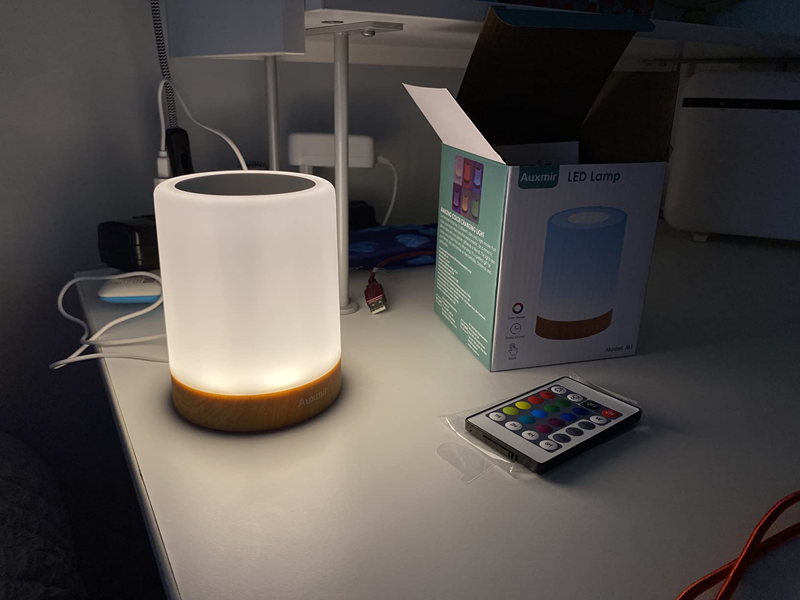 Auxmir Lampada Comodino LED luce notturna marrone ricaricabile
