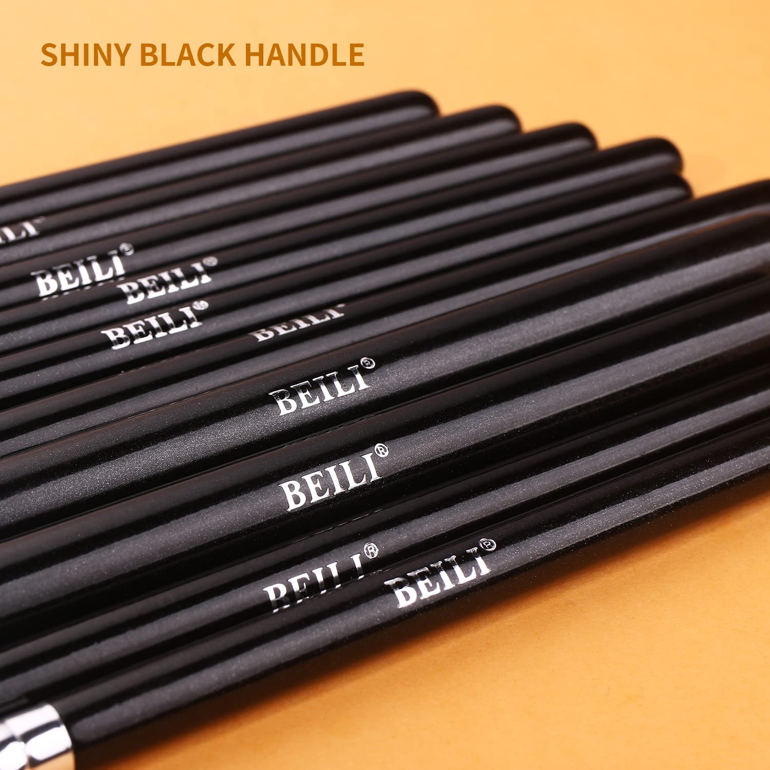 BEILI Set 15 pennelli occhi nero pelo naturale