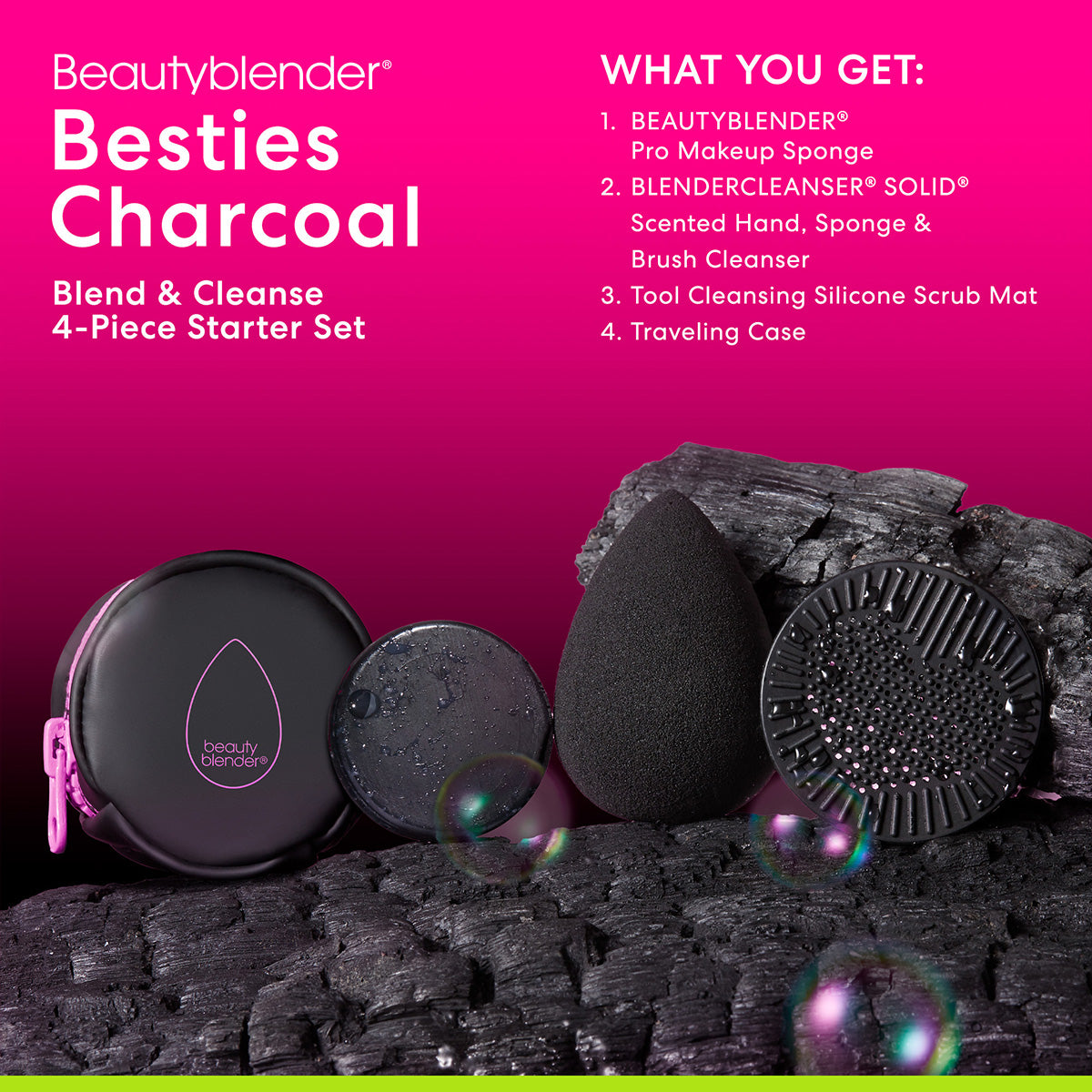 Beautyblender Besties Charcoal Blend Cleanse set 4 pezzi nero