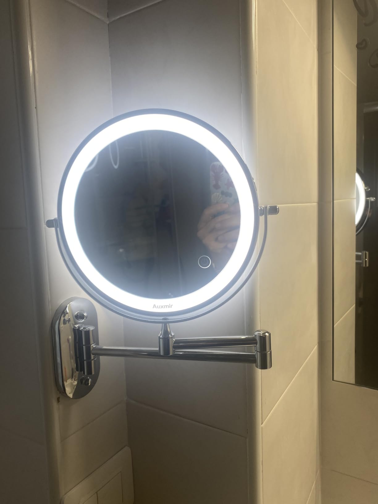 Auxmir 20X/1X specchio trucco parete argento LED