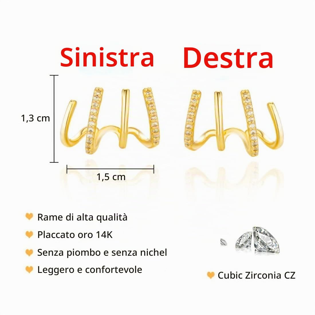SJBAUTYO Orecchini Cristallo Argento 925 2 Paia Zirconi