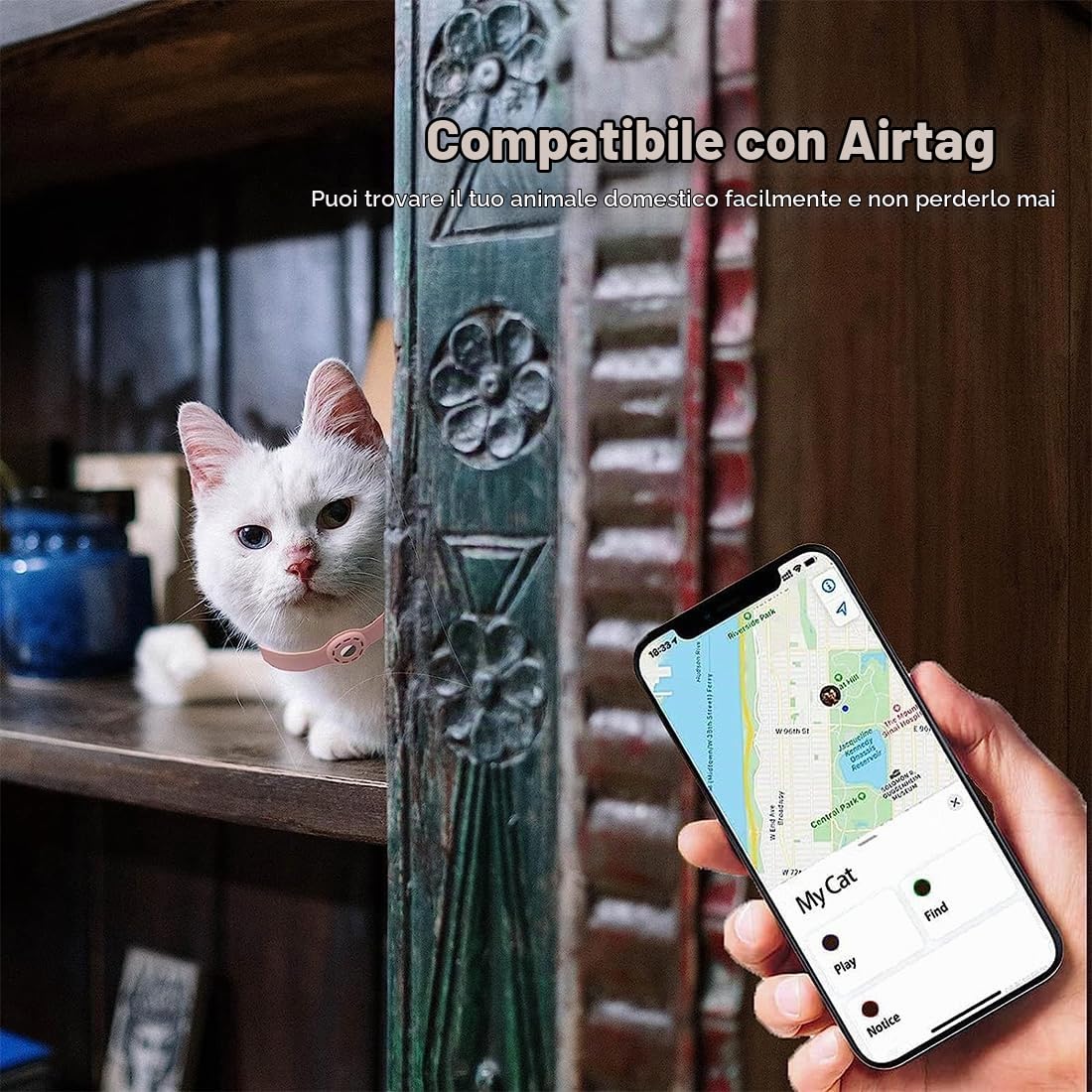 SJBAUTYO Collare Gatto Silicone AirTag 35 cm Antistrozzo