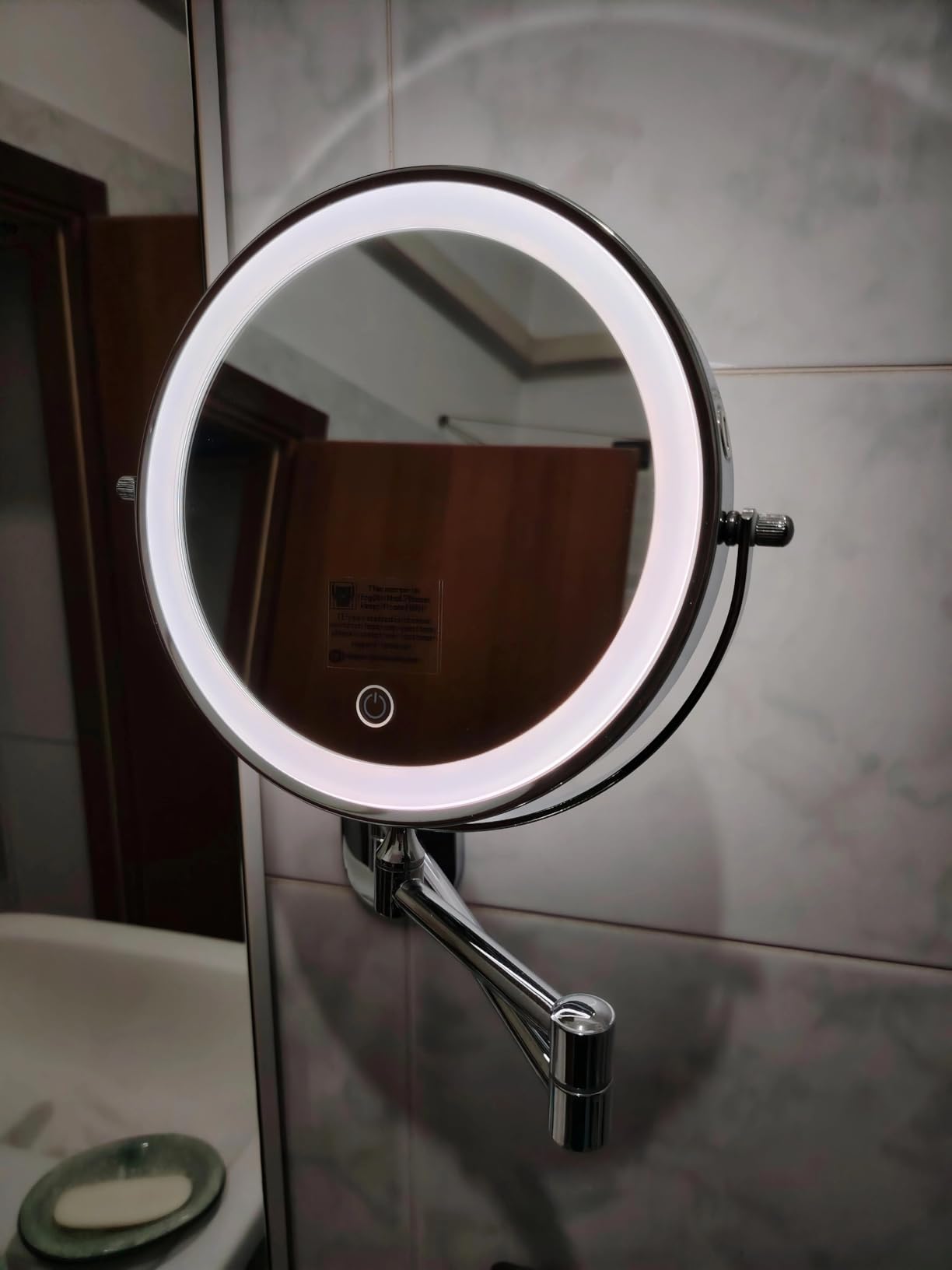 Auxmir 20X/1X specchio trucco parete argento LED