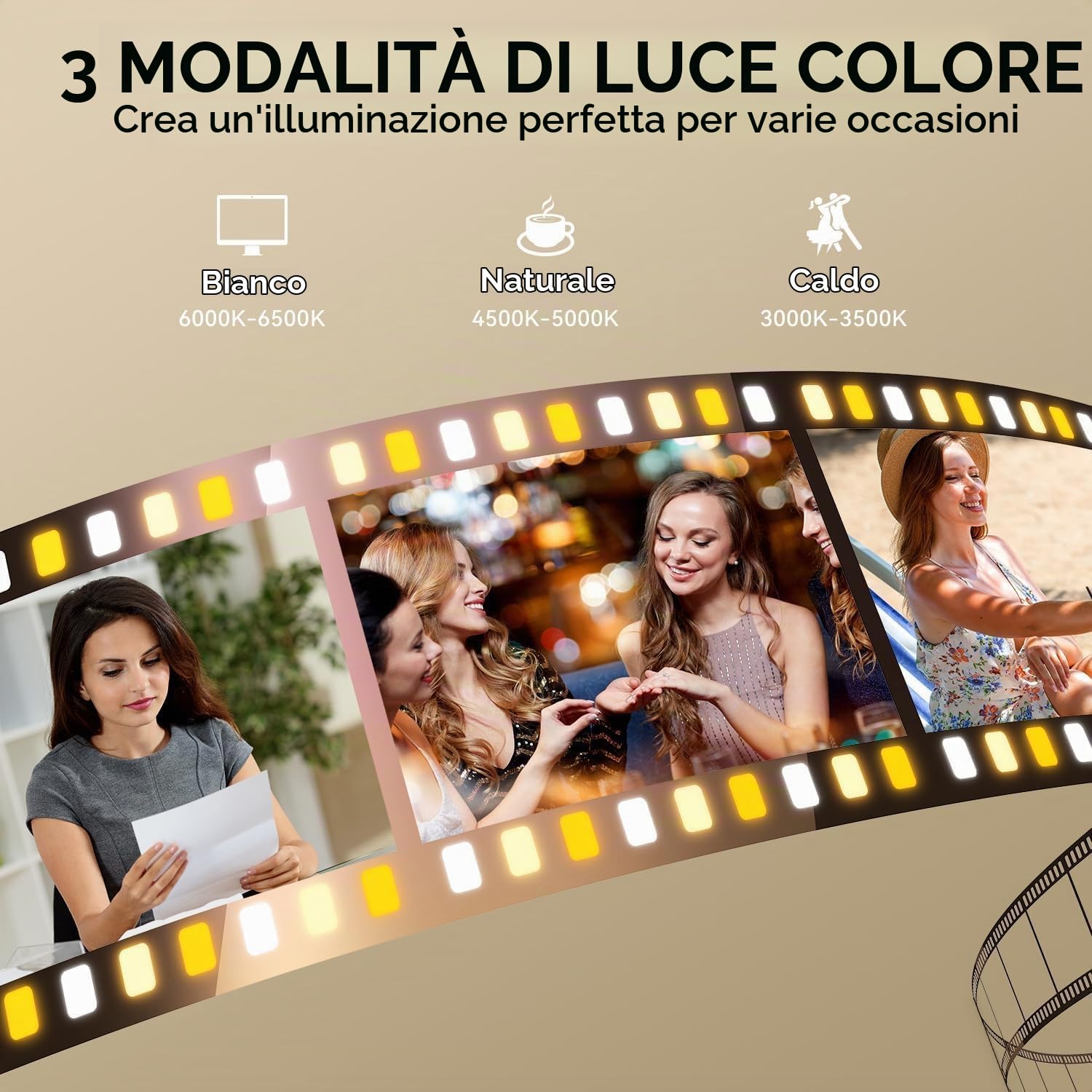 Auxmir Specchio Trucco con Luci Ricaricabile 3 Colori