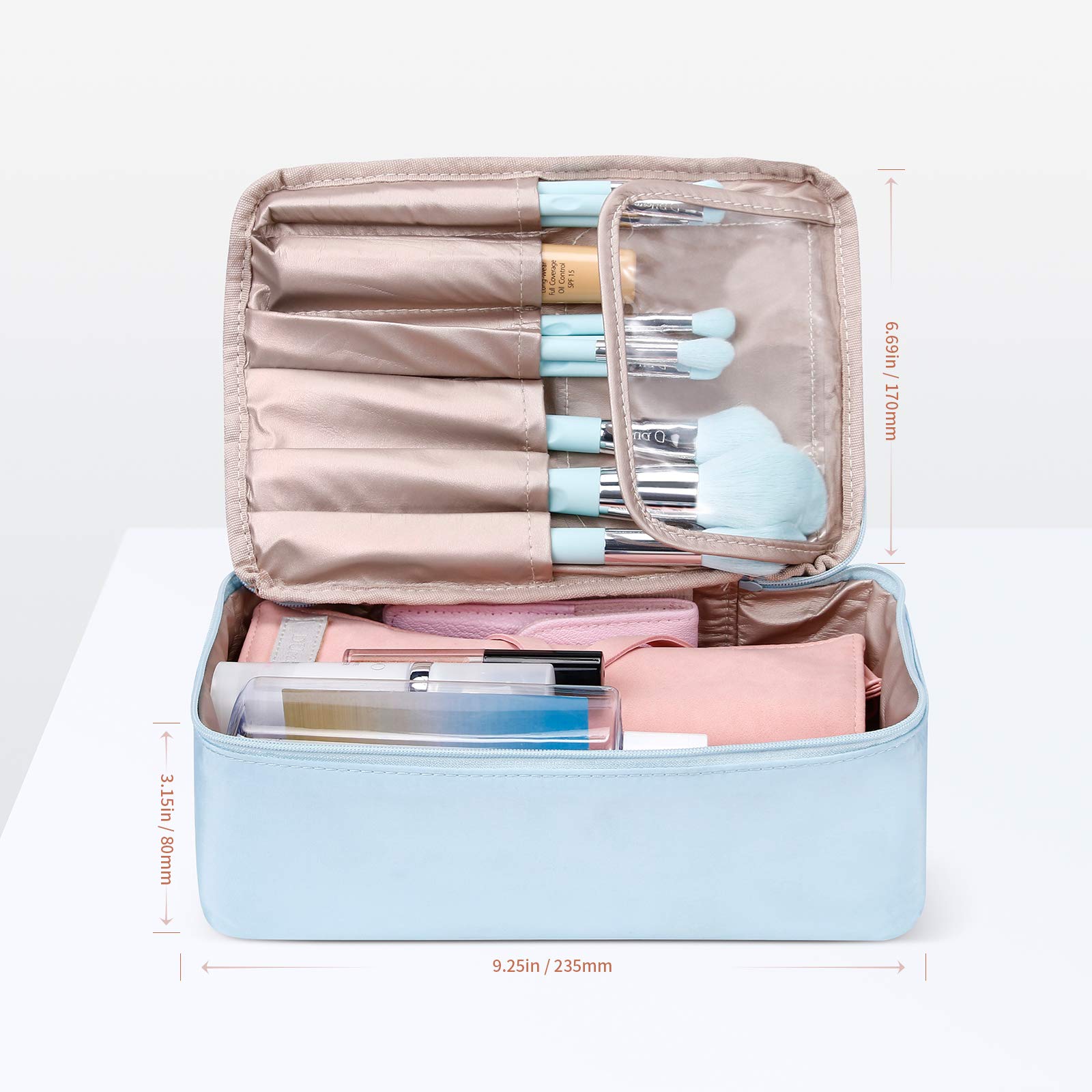 DUcare Borsa Trucco Viaggio Blu con Pochette 23,5 cm