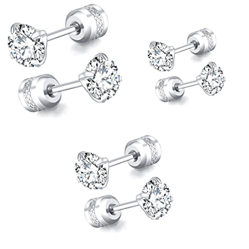 SJBAUTYO Orecchini Punto Luce 3 Paia 3-5 mm Anallergici