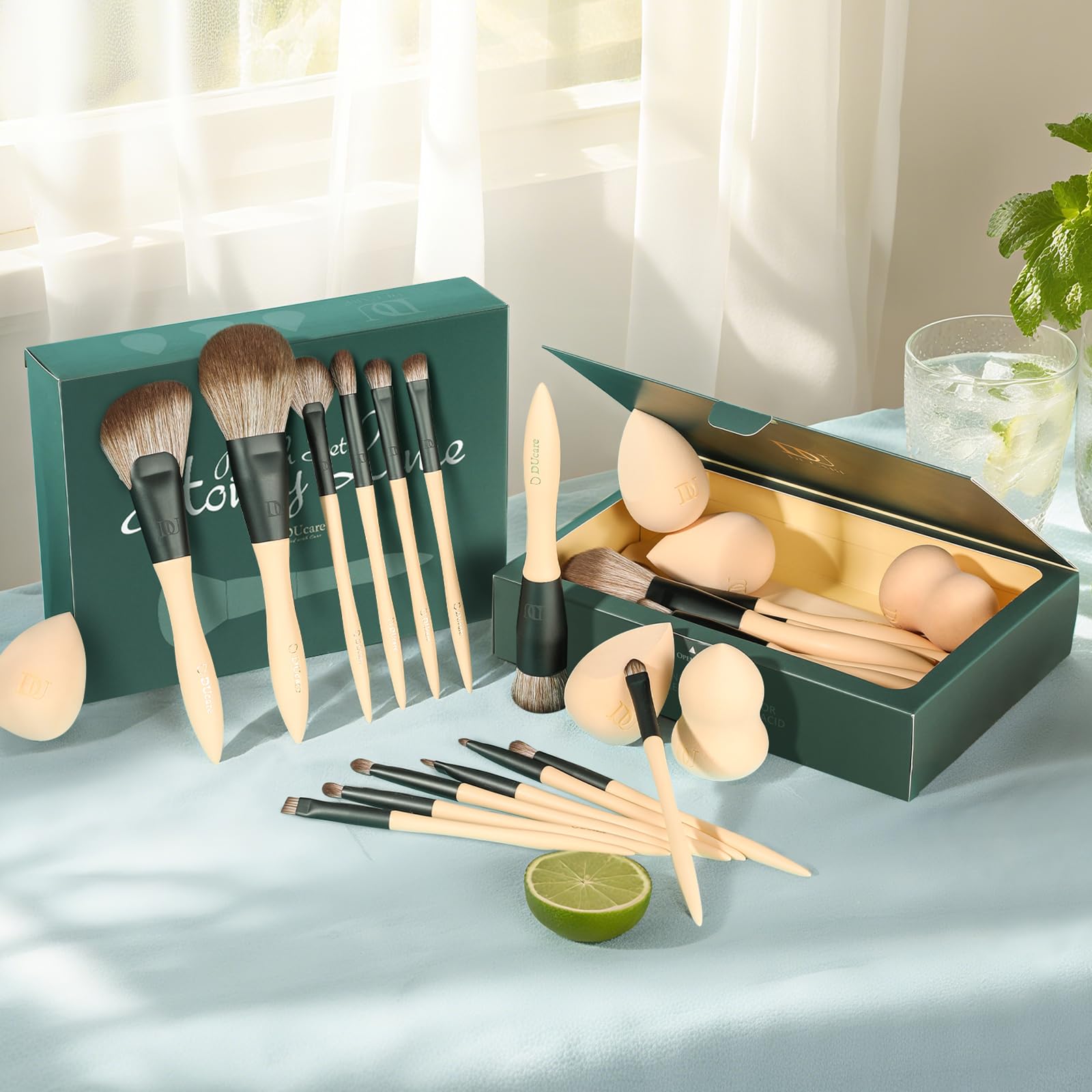 Ducare Lime Series Set Pennelli Trucco 14 Pezzi +3 Spugne