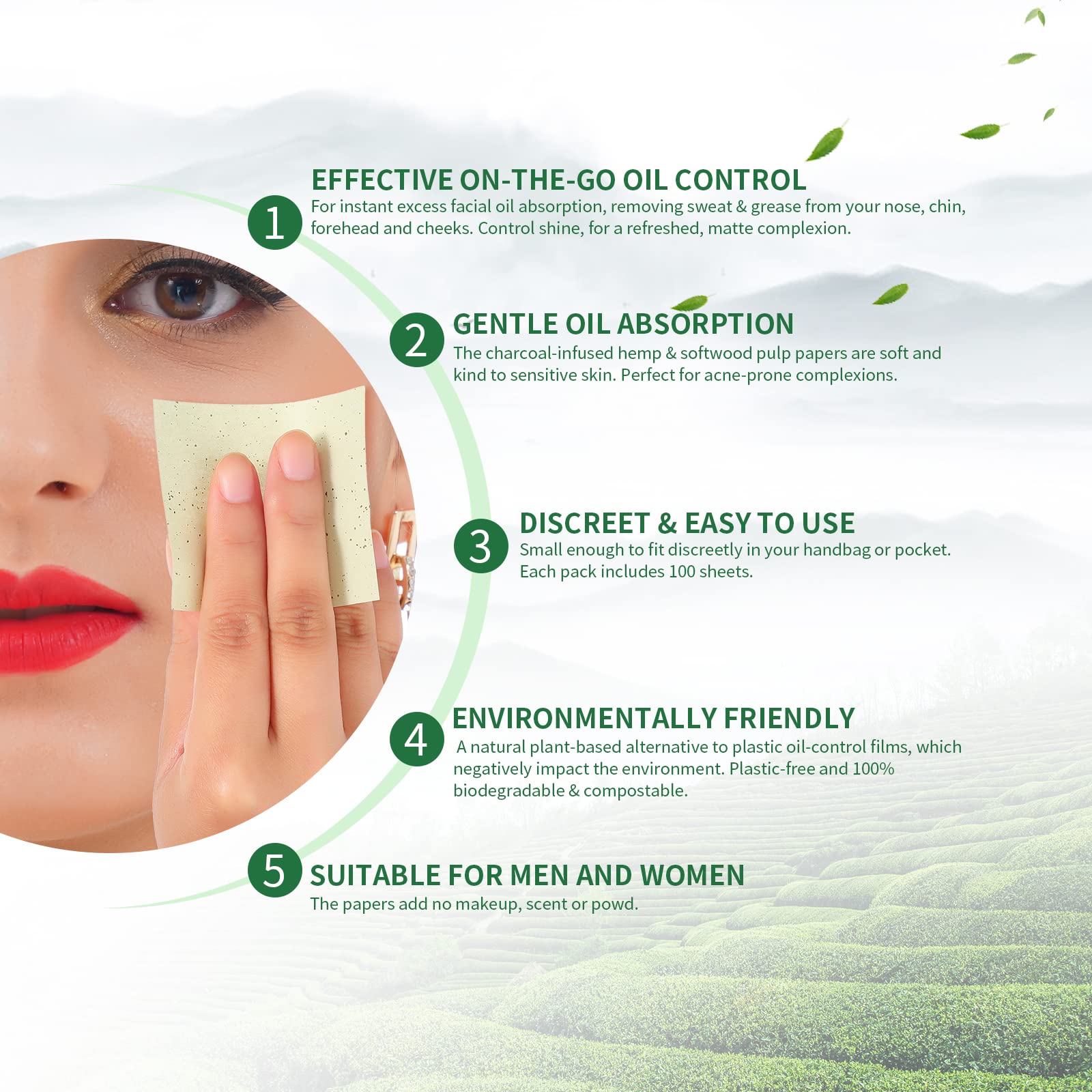Ducare Oil Blotting Tissues cartine opacizzanti tè verde 100pz