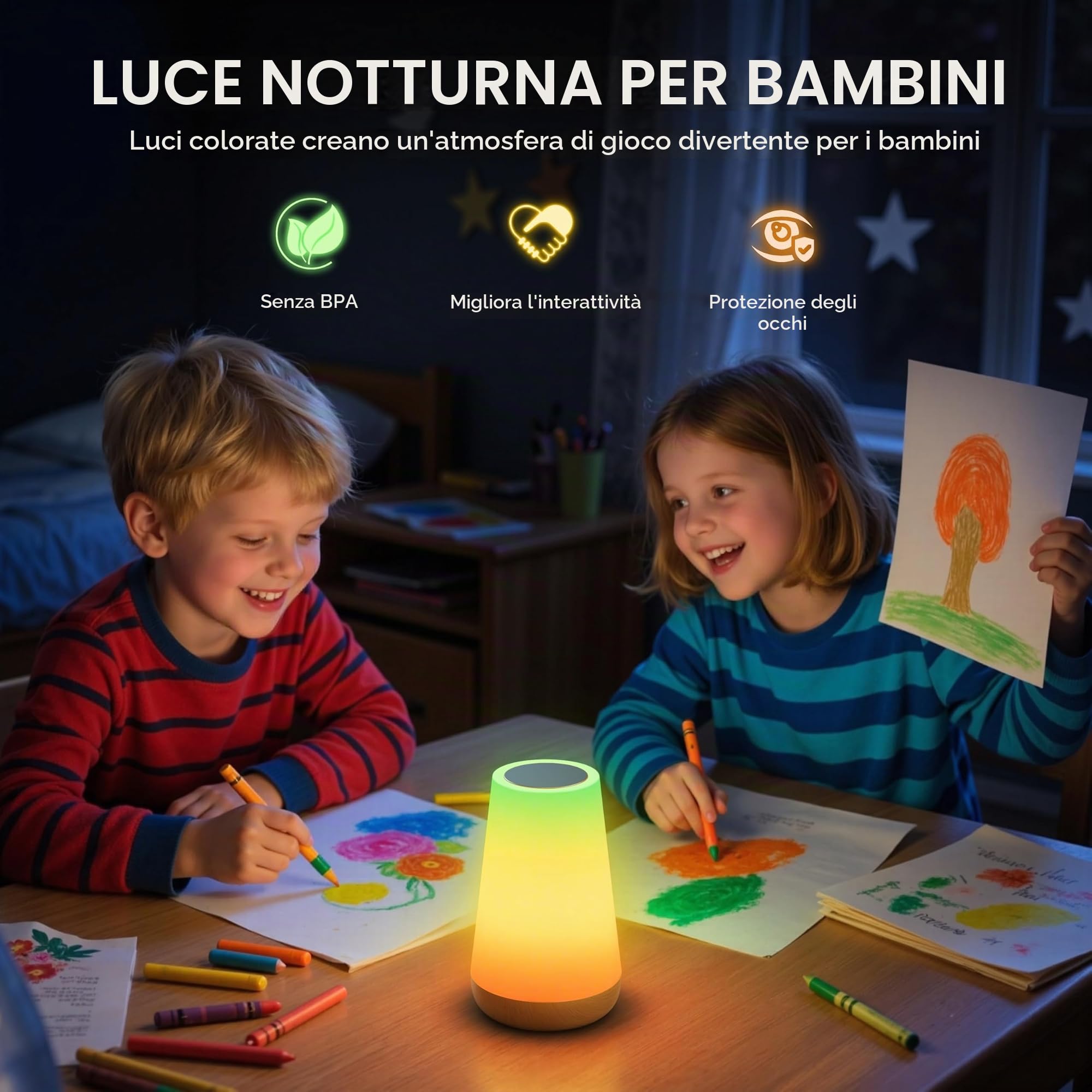 Auxmir Smart Lampada da Comodino WiFi Touch RGB 256 Colori