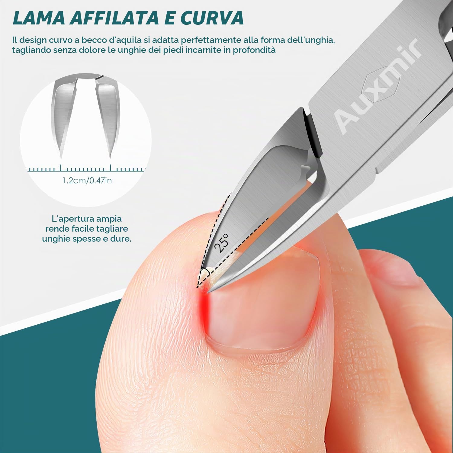 Auxmir Tronchesino Unghie Professionale tagliaunghie argento acciaio inox