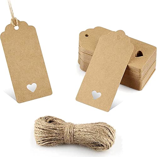 SJBAUTYO Etichette Regalo Kraft 9x4 cm 100 Pezzi con Spago