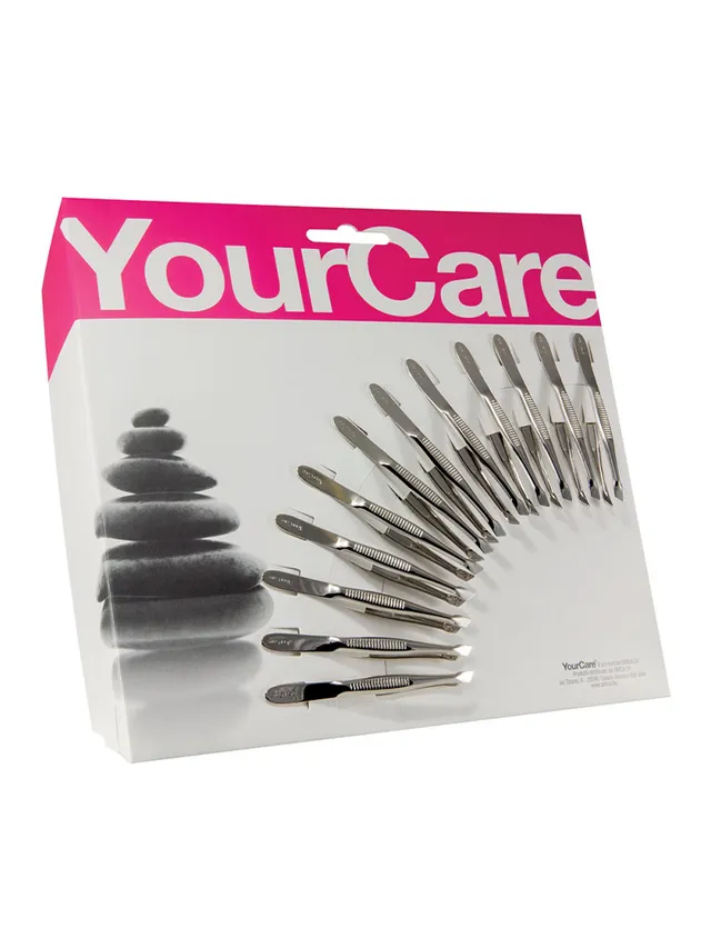 Simca YourCare 1312 MD pinzetta punta obliqua acciaio display 12 pezzi