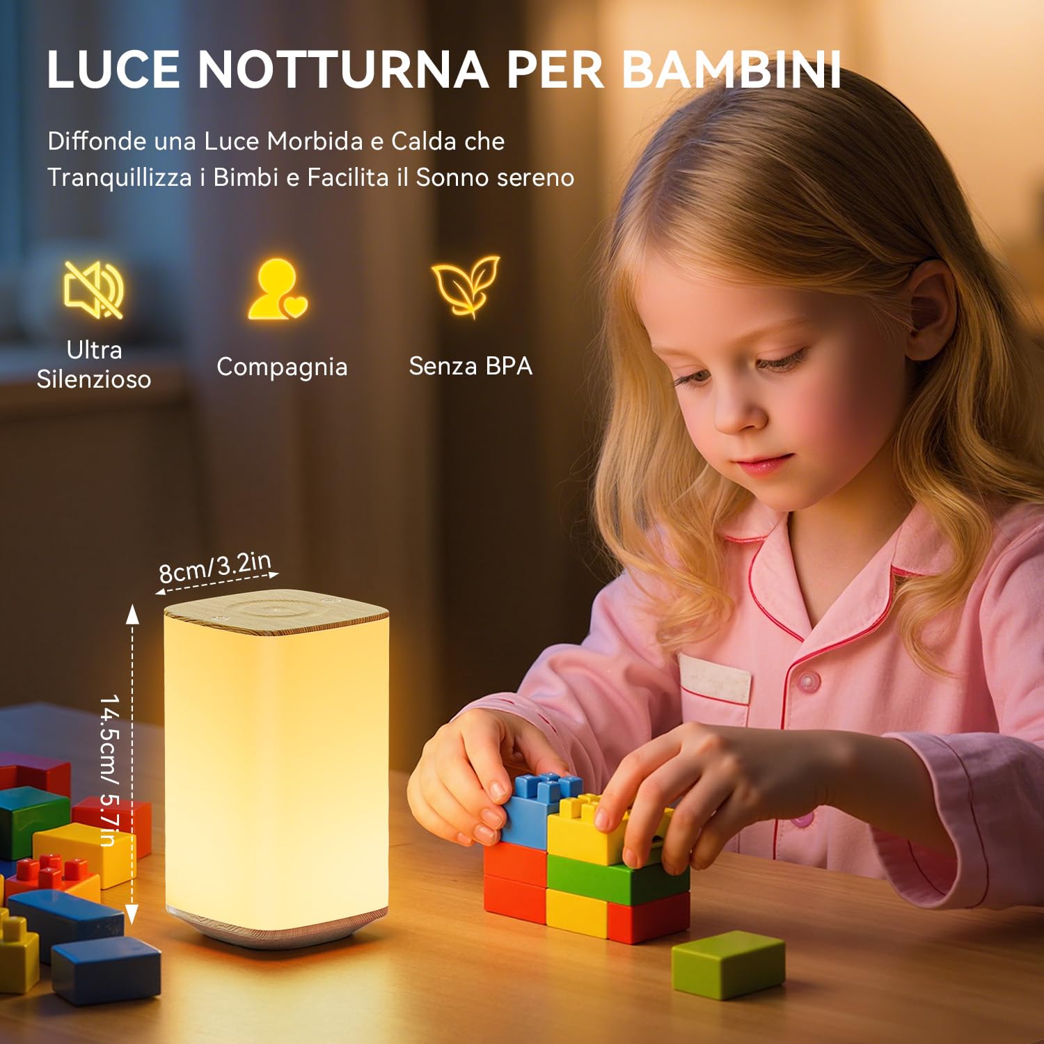 Auxmir Lampada da Comodino Senza Fili Marrone 4000mAh RGB