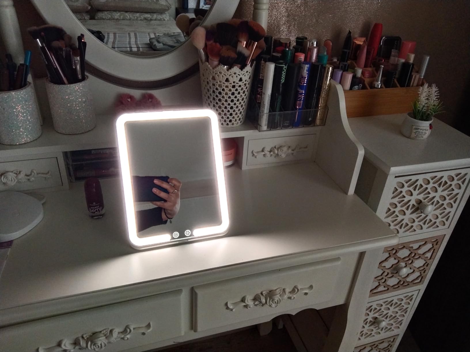 Auxmir Specchio Trucco Pieghevole Portatile LED 21x15,5 cm