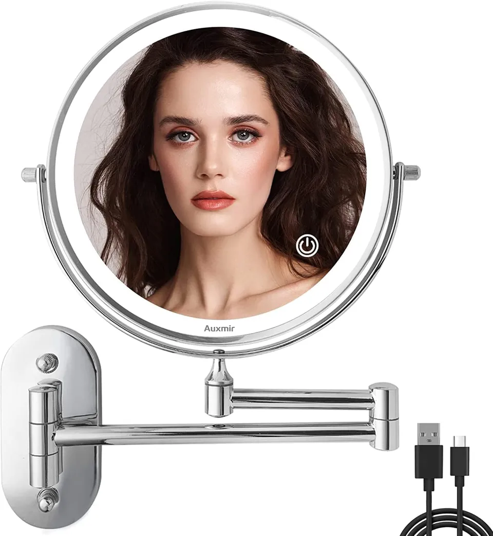 Auxmir Specchio Trucco 10X/1X Specchio da Parete 54 LED Estensibile
