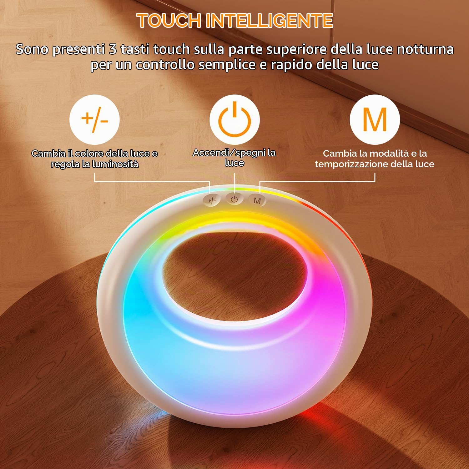 Auxmir Luce Notturna lampada comodino touch RGB 2000mAh