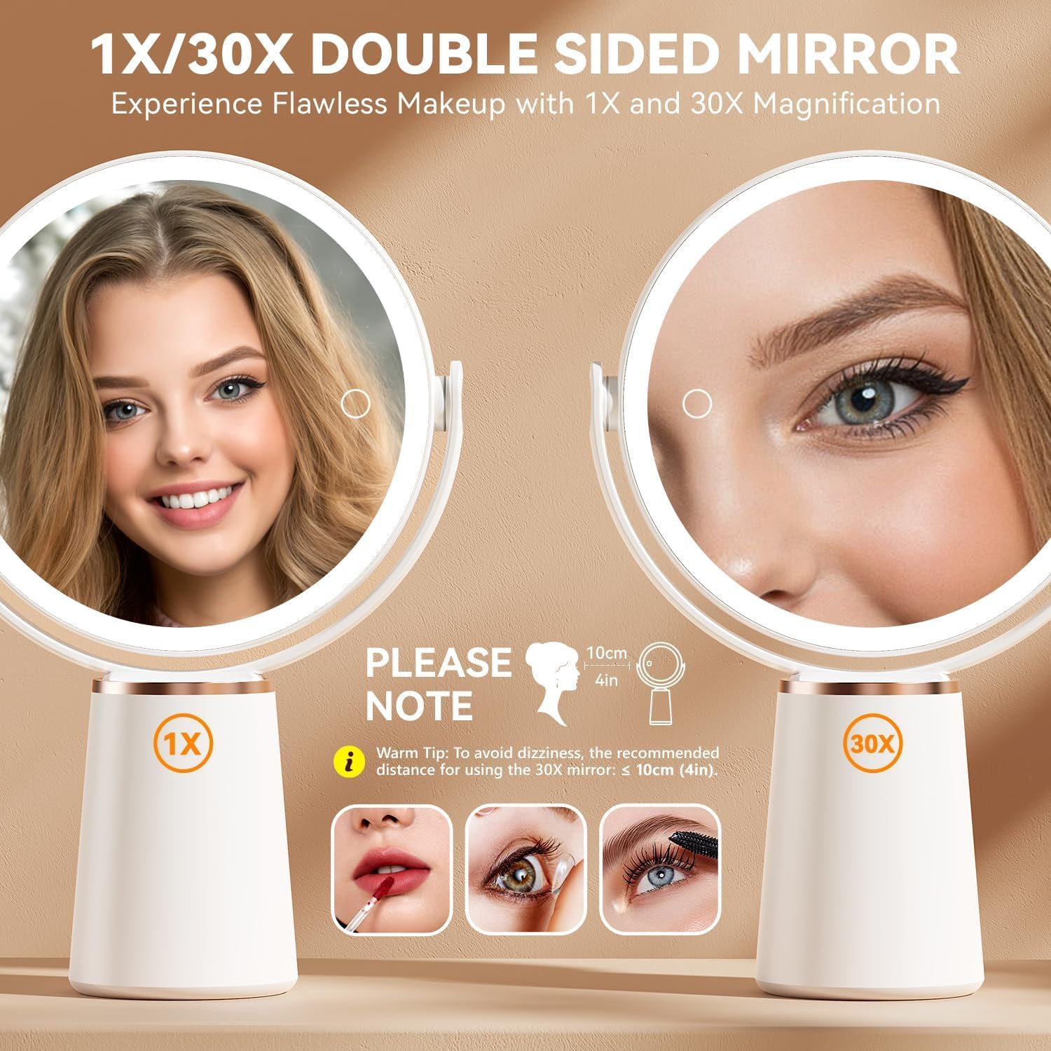 Auxmir Specchio Trucco da Tavolo 30X/1X con Luci