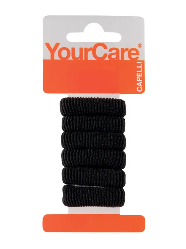 YourCare Spugna Medium elastici capelli neri 6 pezzi
