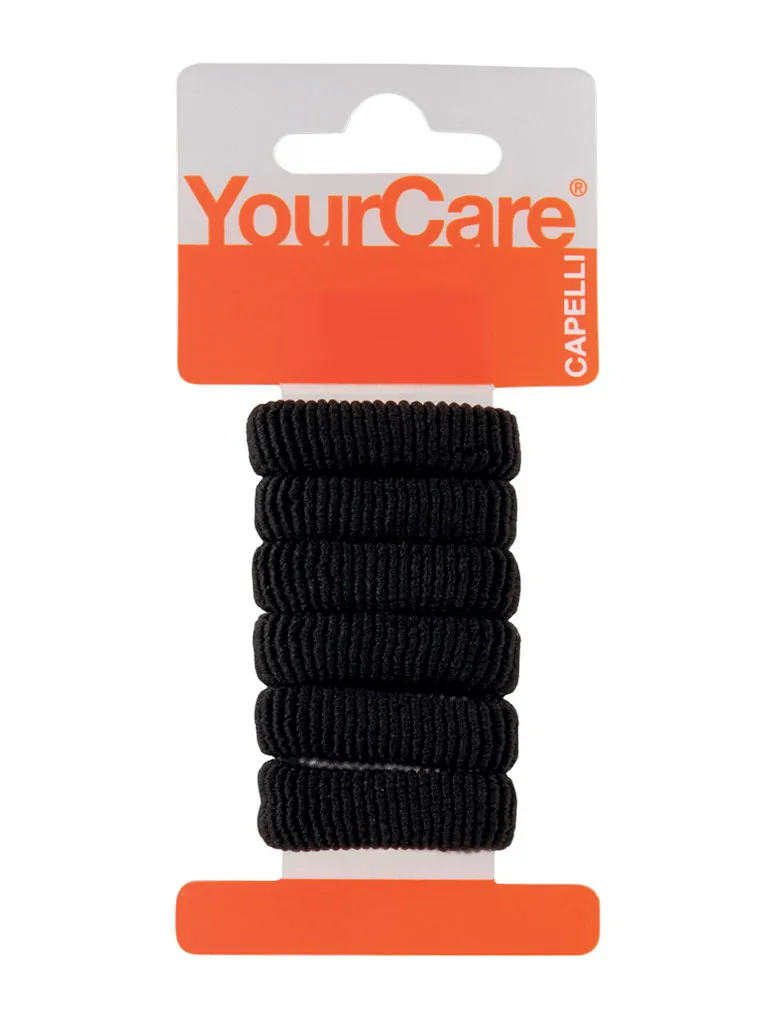 YourCare Spugna Medium elastici capelli neri 6 pezzi