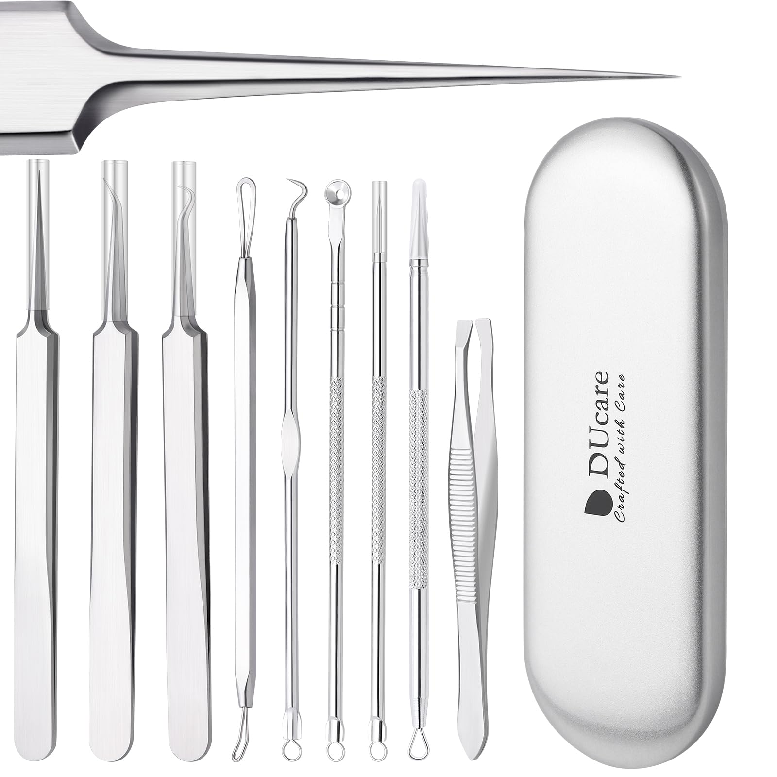DUcare Kit Punti Neri 9 pezzi estrattore comedoni acciaio inox