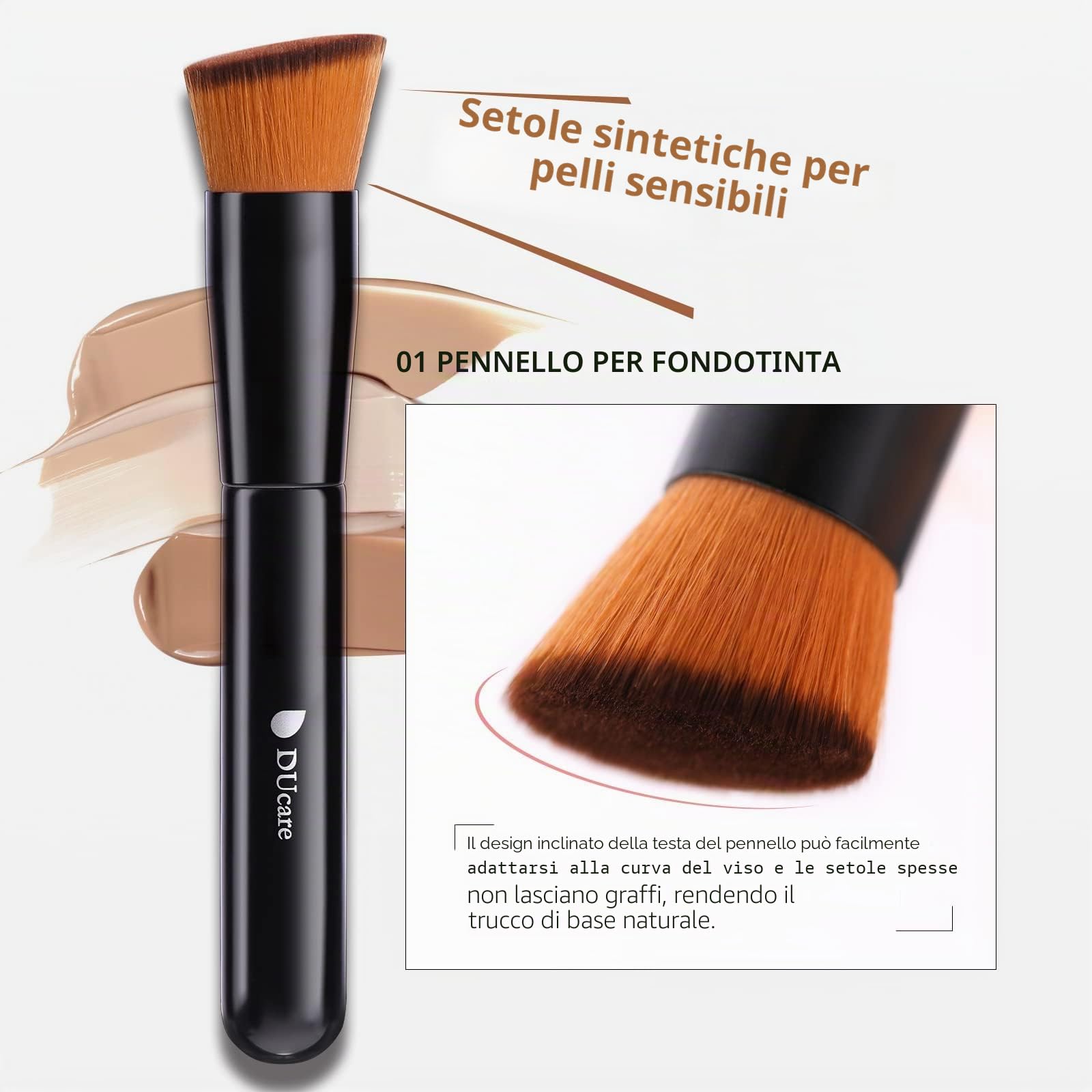 DUcare Pennelli Fondotinta e Correttore 2 Pezzi Marrone