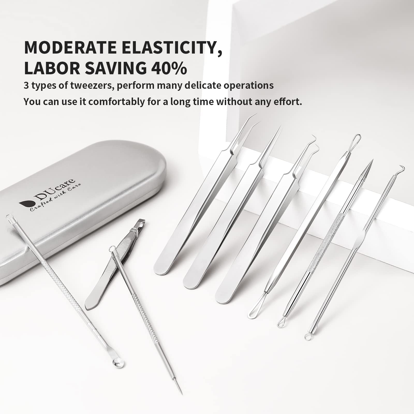 DUcare Kit Punti Neri 9 pezzi estrattore comedoni acciaio inox