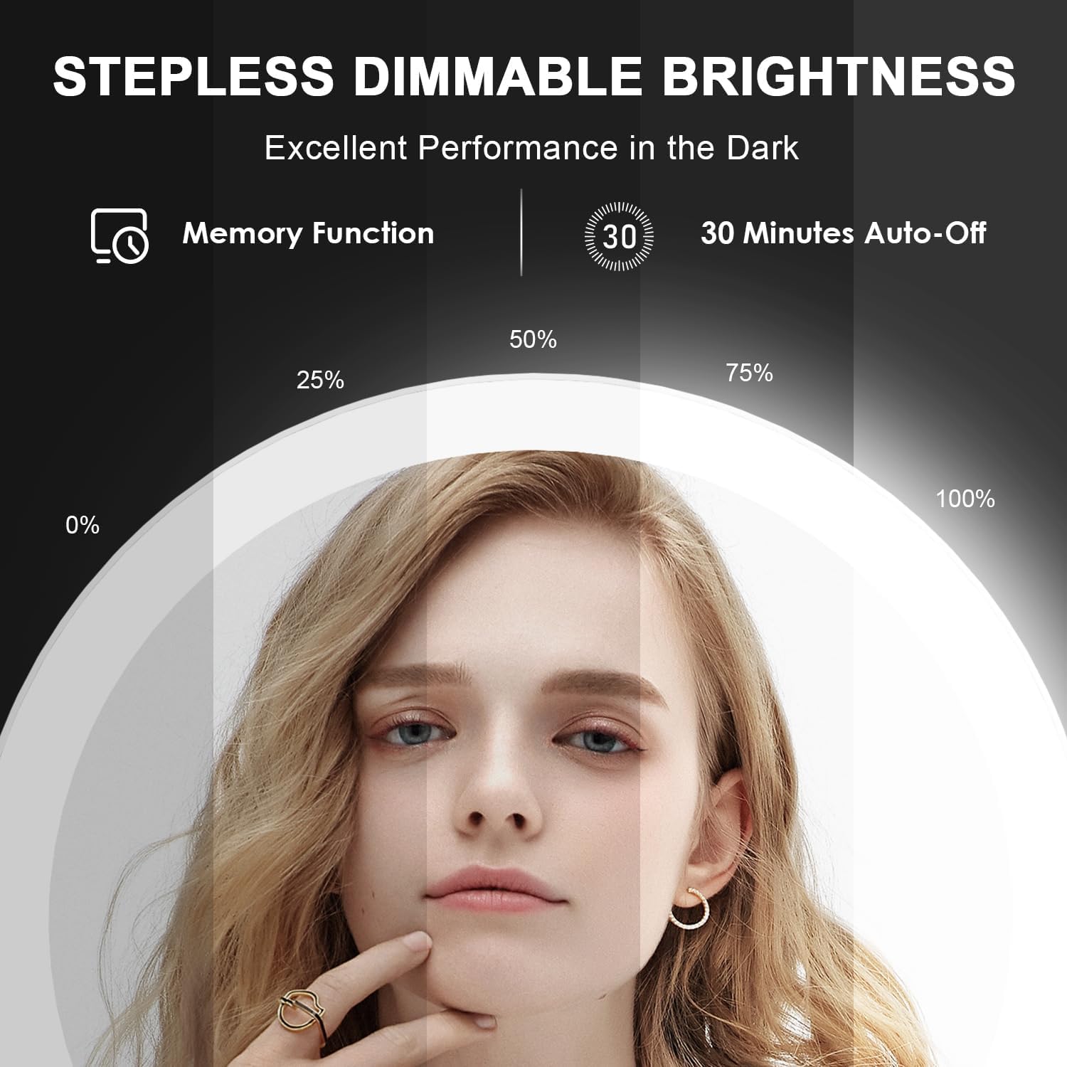 Auxmir Specchio Ingranditore 10X Specchio Trucco 20 cm Ventosa LED