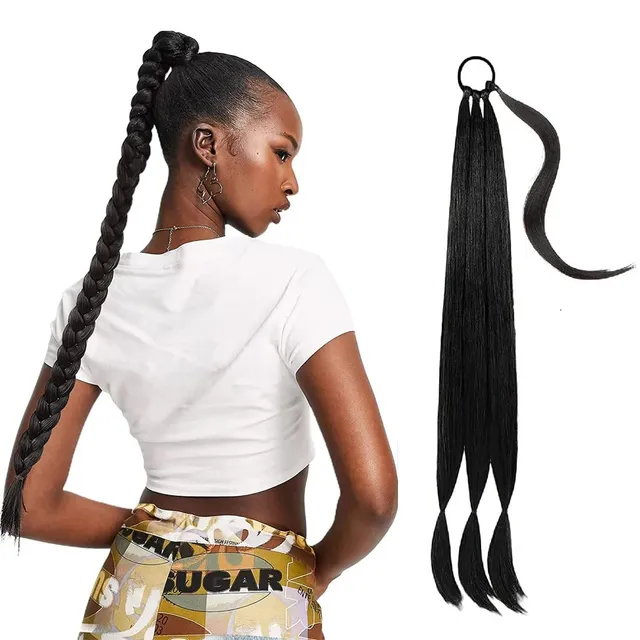 SJBAUTYO Extension Coda Cavallo Intrecciata 76 cm Nera