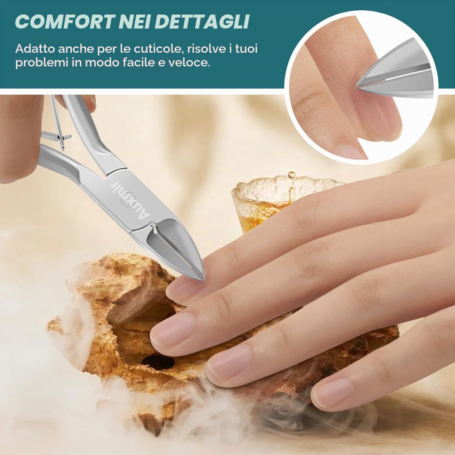 Auxmir Tronchesino Unghie Professionale tagliaunghie argento acciaio inox