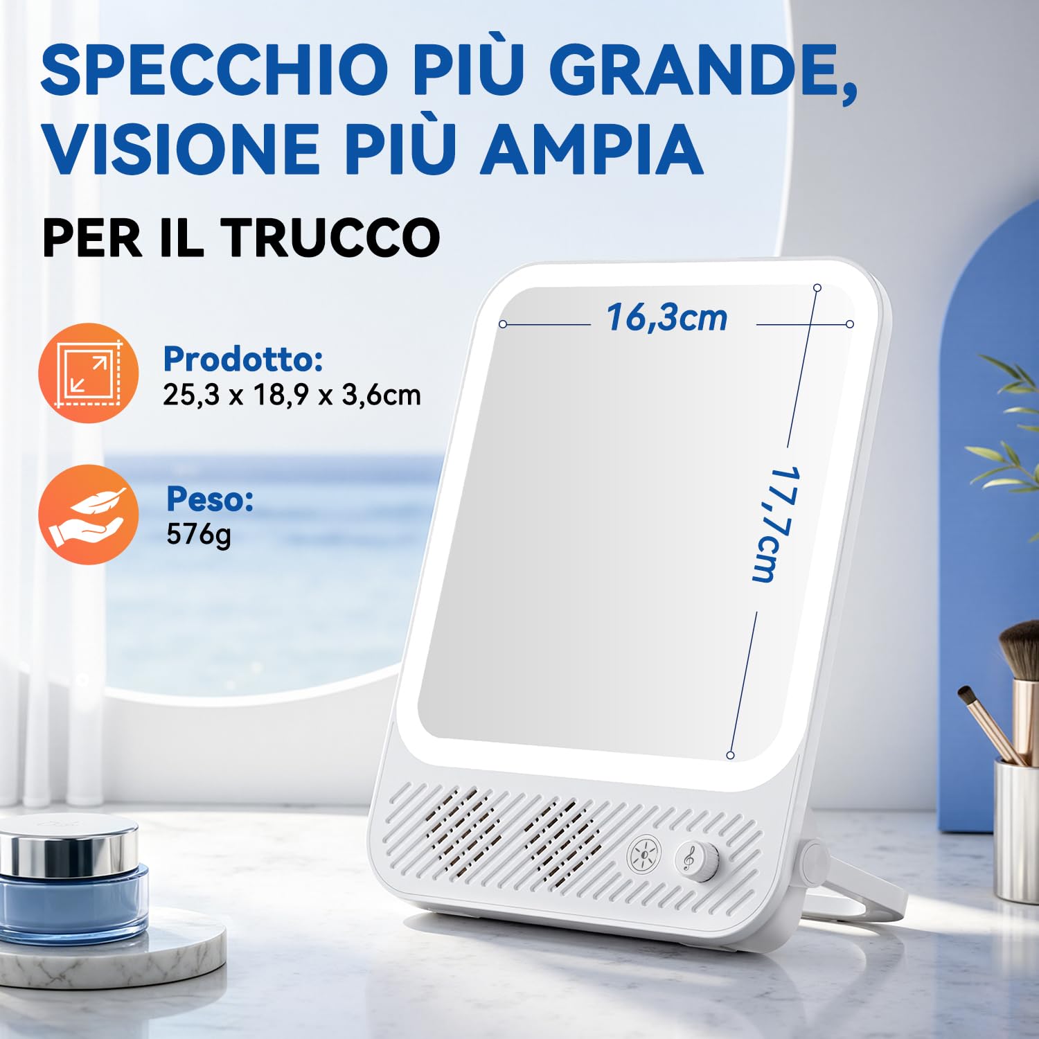 Auxmir Specchio Trucco LED Ricaricabile 4000mAh
